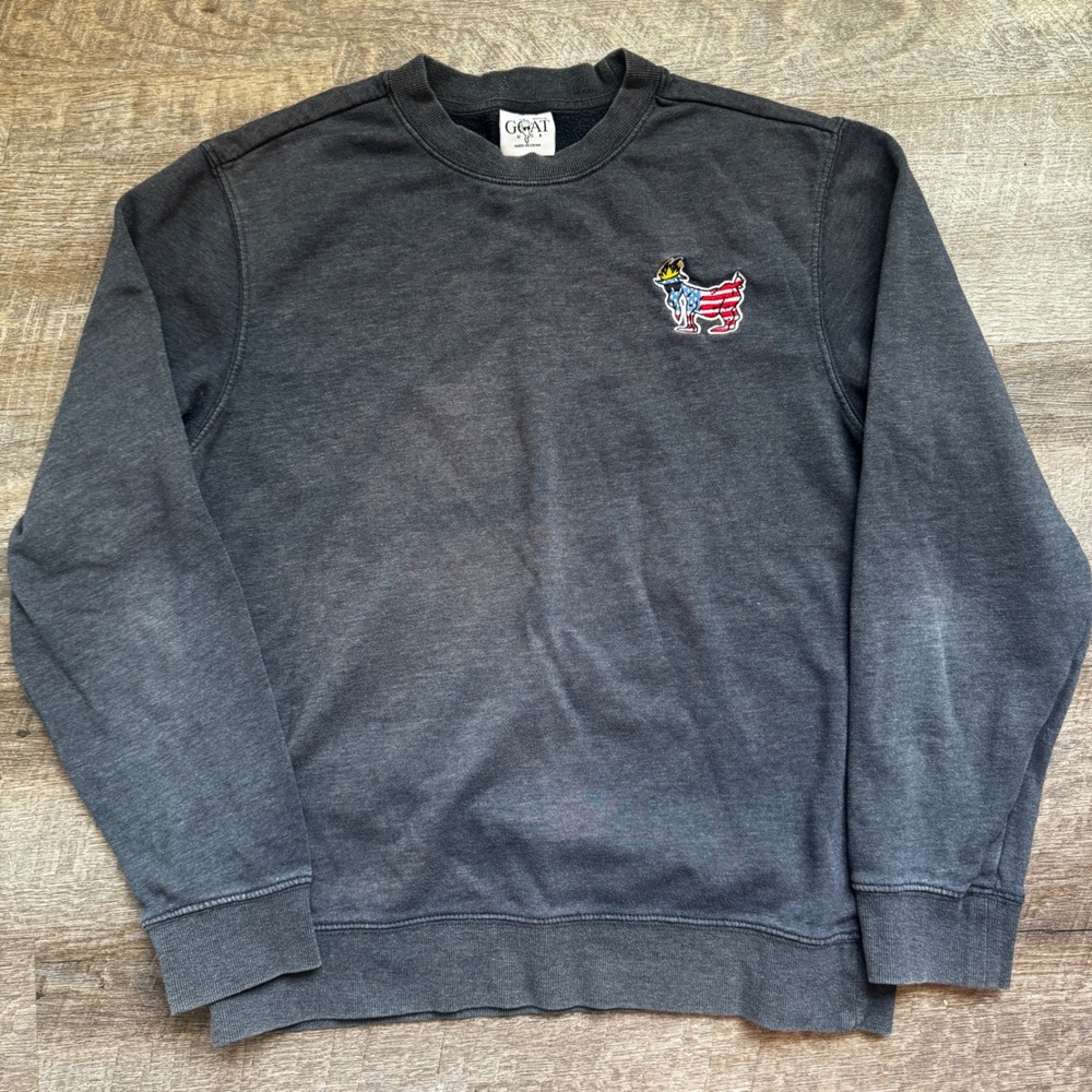 GOAT USA Freedom Goat Crewneck Sweatshirt‎ Medium Charcoal Gray Embroidered